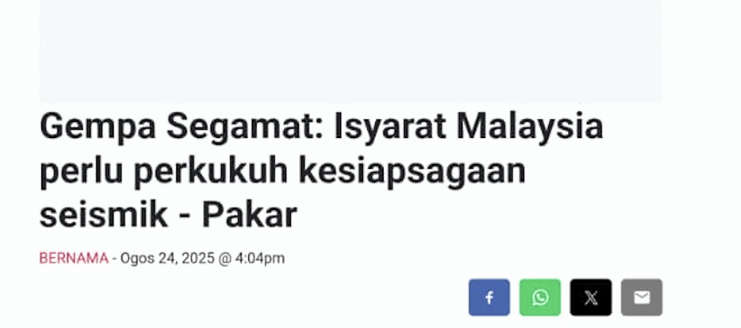Gempa Segamat: Isyarat Malaysia perlu perkukuh kesiapsagaan seismik