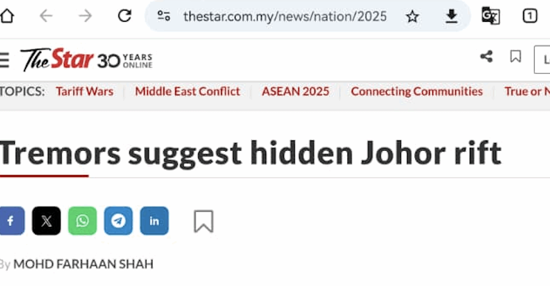 Tremors suggest hidden Johor rift