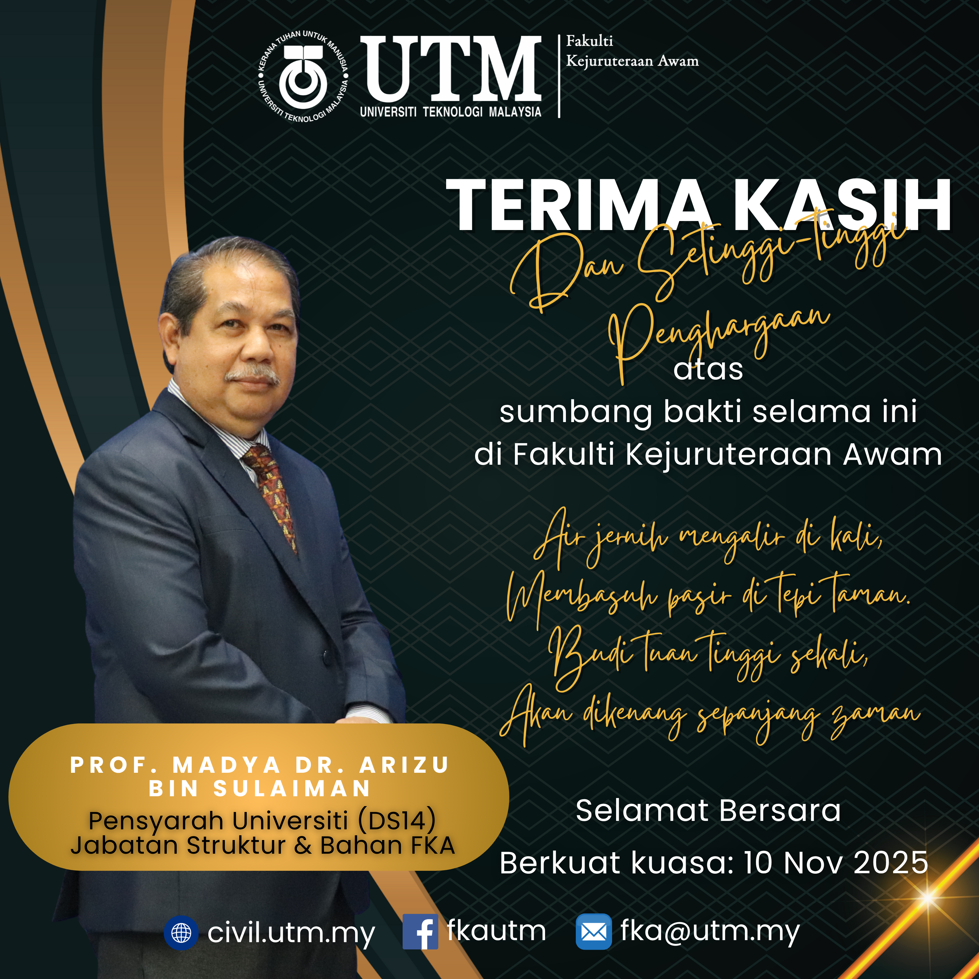 Sekalung Budi Sejambak Kasih – Prof. Madya Dr. Arizu