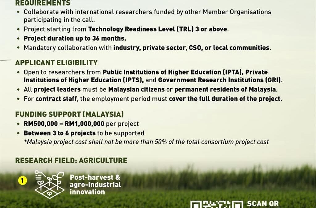 CALL FOR PROPOSAL: RESEARCH GRANTS UP TO RM1 MILLION